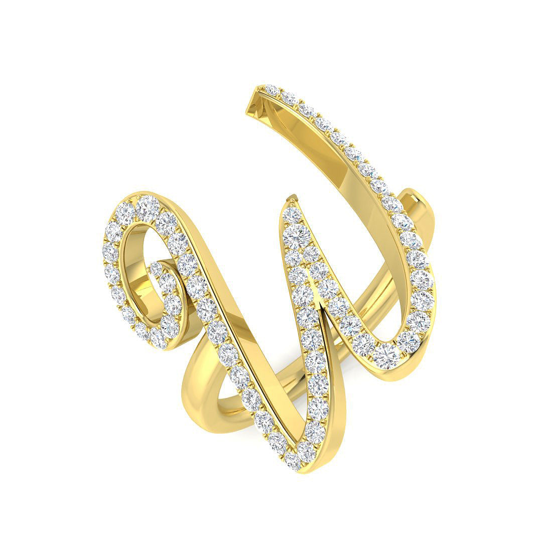 Luxury Diamond W Initial Ring 0.50ct in 10K/14K gold and platinum with certified lab-grown or natural diamonds