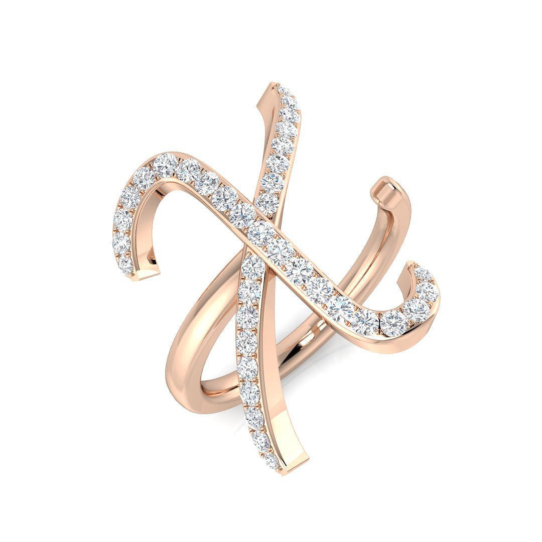 Statement Diamond X Initial Ring 0.50ct in 10K/14K gold and platinum with certified lab-grown or natural diamonds