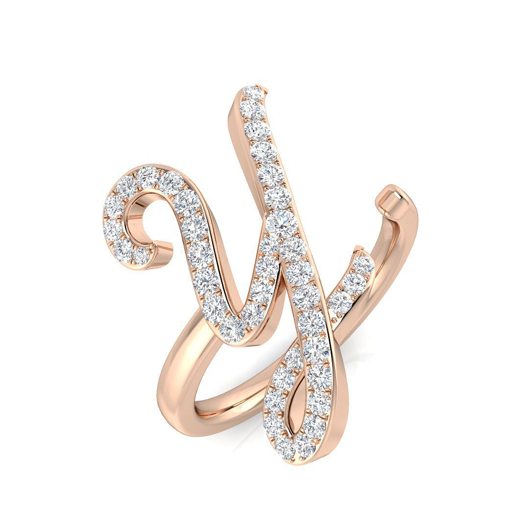 0.50ct Diamond Y Initial Ring in 10K/14K gold and platinum with certified lab-grown or natural diamonds