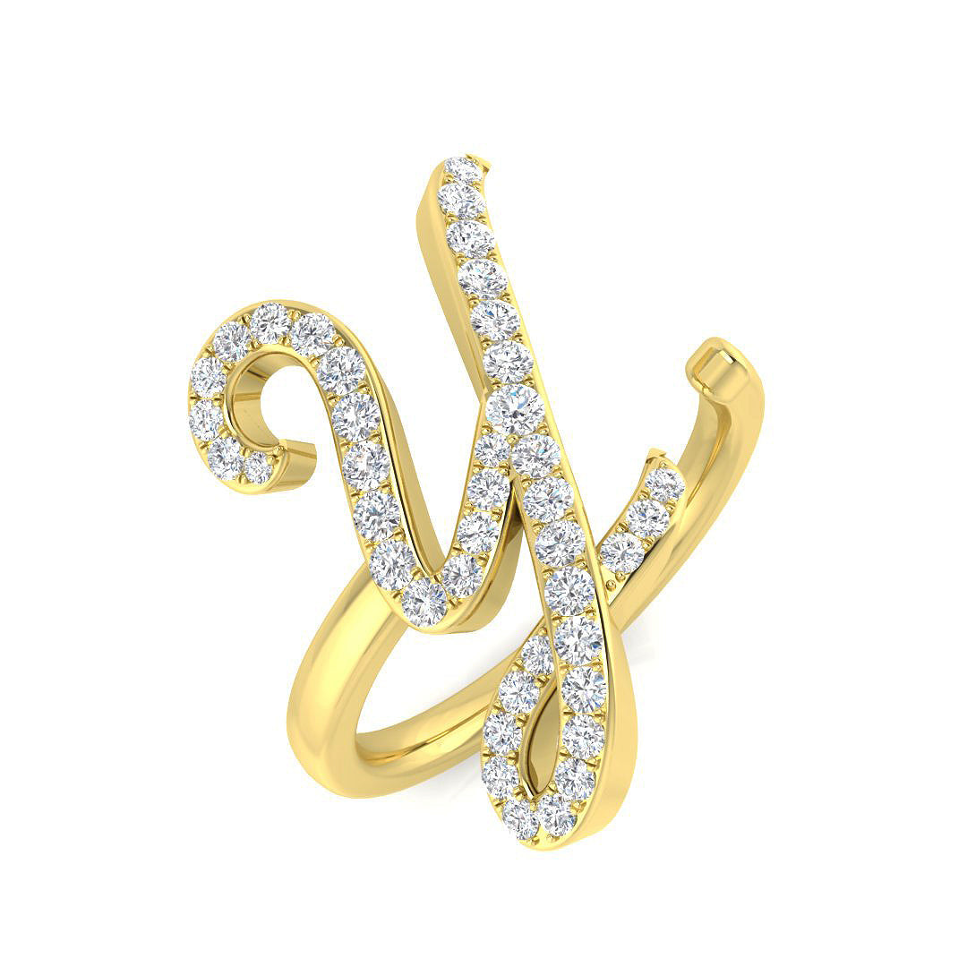 0.50ct Diamond Y Initial Ring in 10K/14K gold and platinum with certified lab-grown or natural diamonds