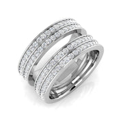 Sparkling 0.75Ct Four-Row Diamond Statement Ring for Women in 10K/14K gold and platinum with certified lab-grown or natural diamonds