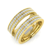 Sparkling 0.75Ct Four-Row Diamond Statement Ring for Women in 10K/14K gold and platinum with certified lab-grown or natural diamonds