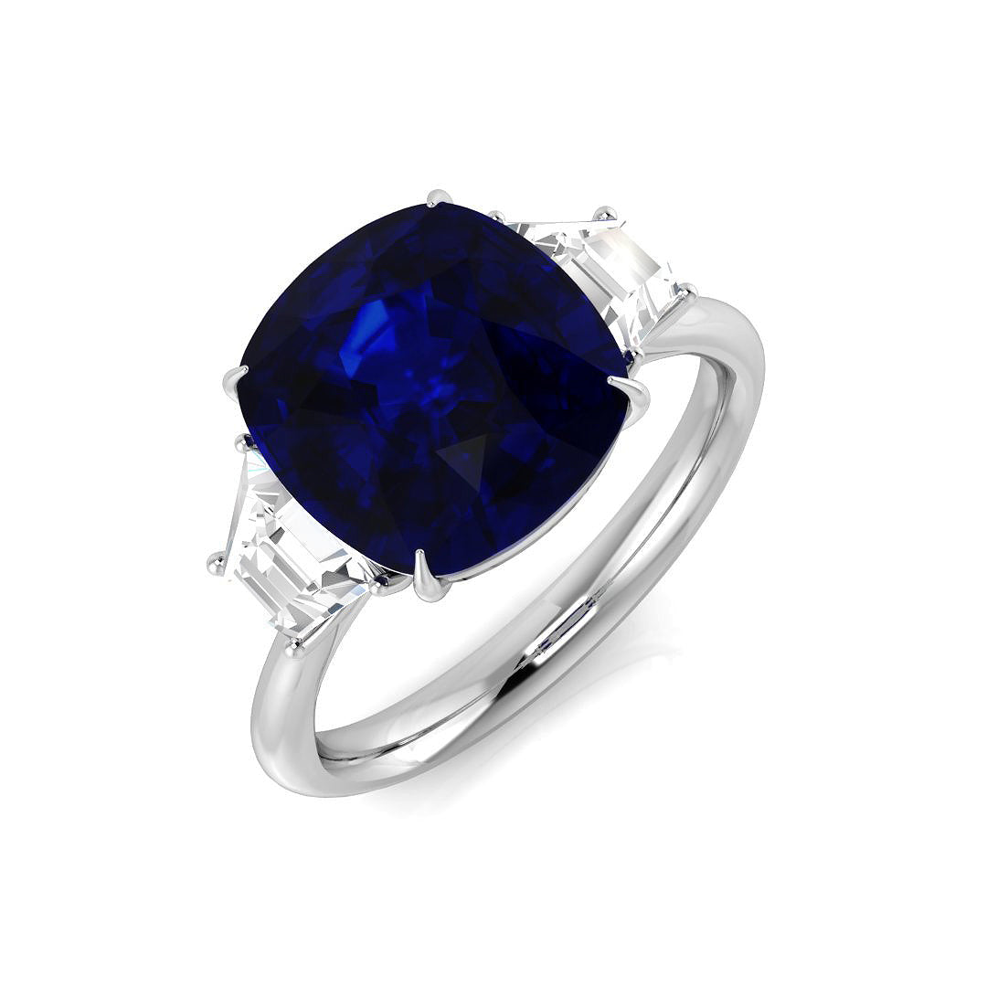 Diamond Casbicot Blue Sapphire Ring in 10K/14K gold and platinum with certified lab-grown or natural diamonds