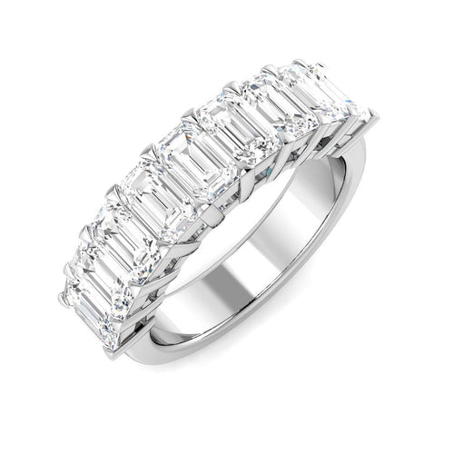 3.0Ct Emerald Diamond Half Eternity Ring For Her Annivesary in 10K/14K gold and platinum with certified lab-grown or natural diamonds