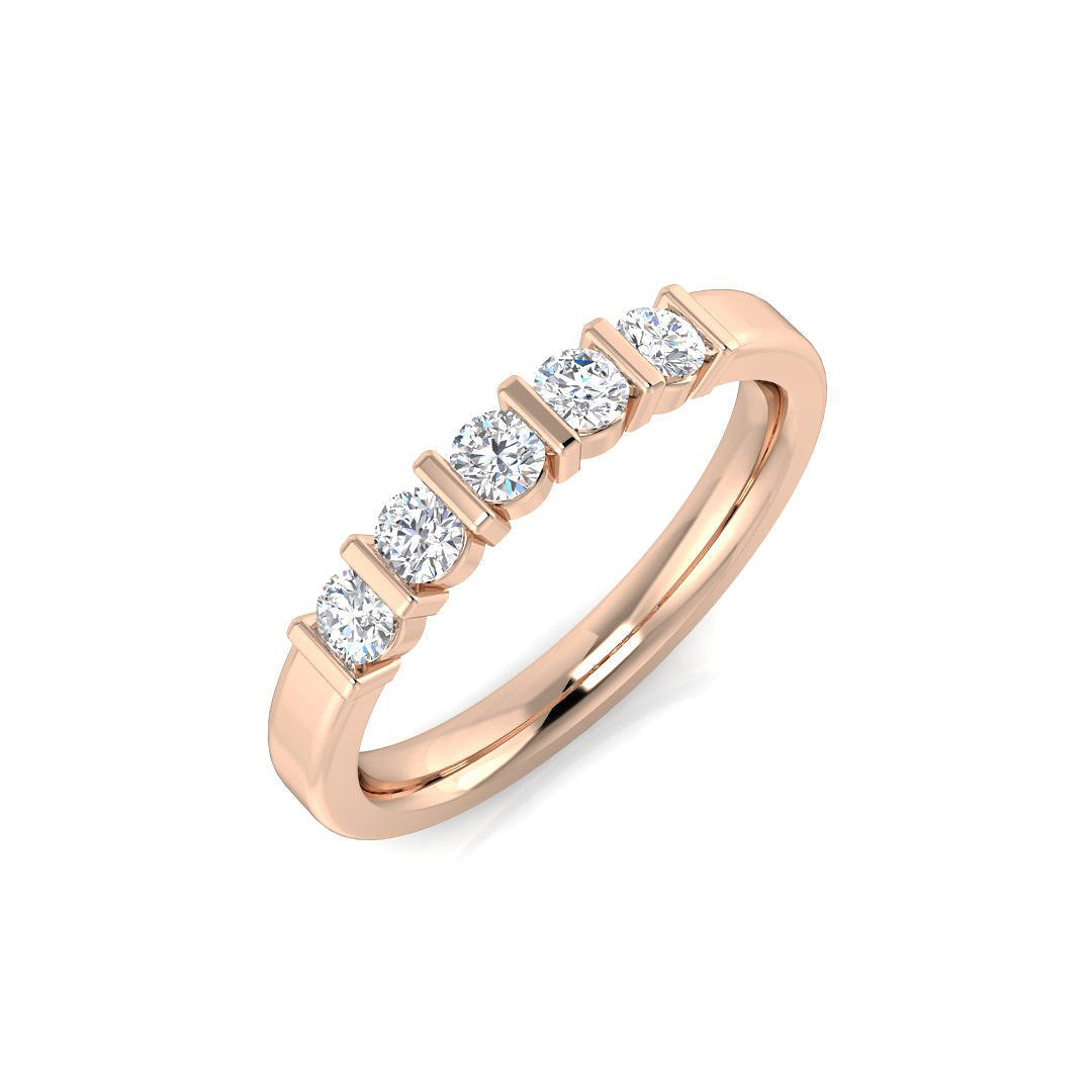 Round Diamond Bar Set Half Eternity Ring in 10K/14K gold and platinum with certified lab-grown or natural diamonds