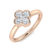 Clover Diamond Cluster Ring 0.5ct Flower Design UK Made in 10K/14K gold and platinum with certified lab-grown or natural diamonds