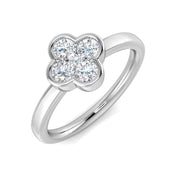 Clover Diamond Cluster Ring 0.5ct Flower Design UK Made in 10K/14K gold and platinum with certified lab-grown or natural diamonds