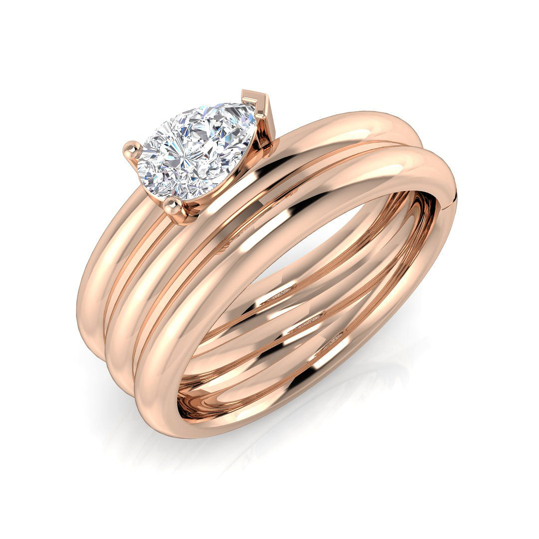 Pear Shaped Diamond Solitaire Stacking Ring in in 10K/14K gold and platinum with certified lab-grown or natural diamonds