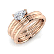 Pear Shaped Diamond Solitaire Stacking Ring in in 10K/14K gold and platinum with certified lab-grown or natural diamonds