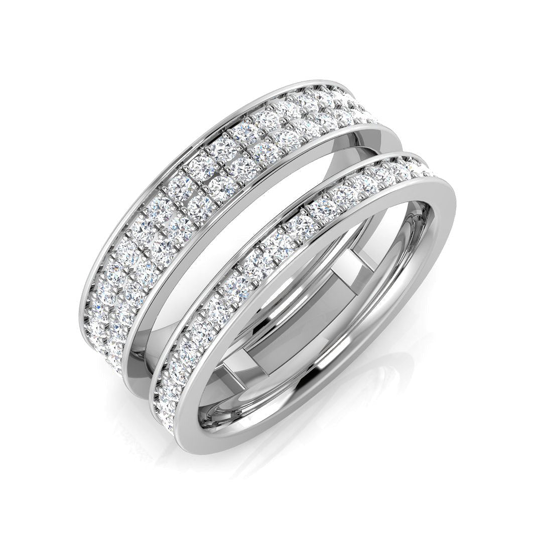Stunning 0.75Ct Triple Band Diamond Ring in 10K/14K gold and platinum with certified lab-grown or natural diamonds
