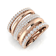 Luxury Multi-Band Diamond Statement Ring for Women in 10K/14K gold and platinum with certified lab-grown or natural diamonds