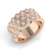 Unique 0.75Ct Honeycomb Diamond Ring in 10K/14K gold and platinum with certified lab-grown or natural diamonds