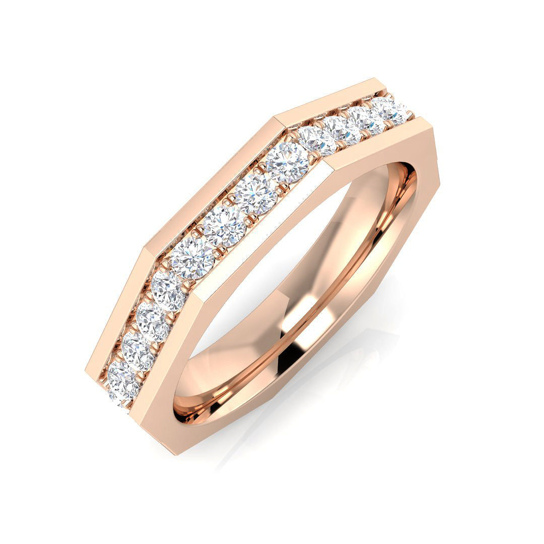 0.50Ct Round Diamond Half Eternity Ring in 10K/14K gold and platinum with certified lab-grown or natural diamonds