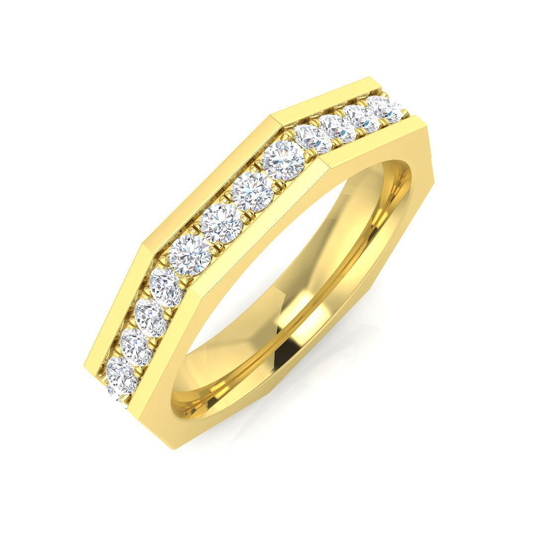 0.50Ct Round Diamond Half Eternity Ring in 10K/14K gold and platinum with certified lab-grown or natural diamonds
