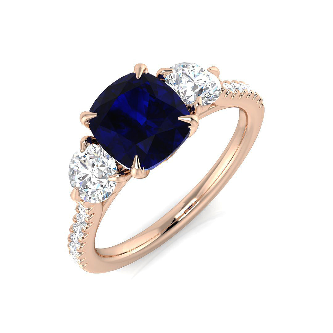 Diamond Warrington Blue Sapphire Ring in 10K/14K gold and platinum with certified lab-grown or natural diamonds