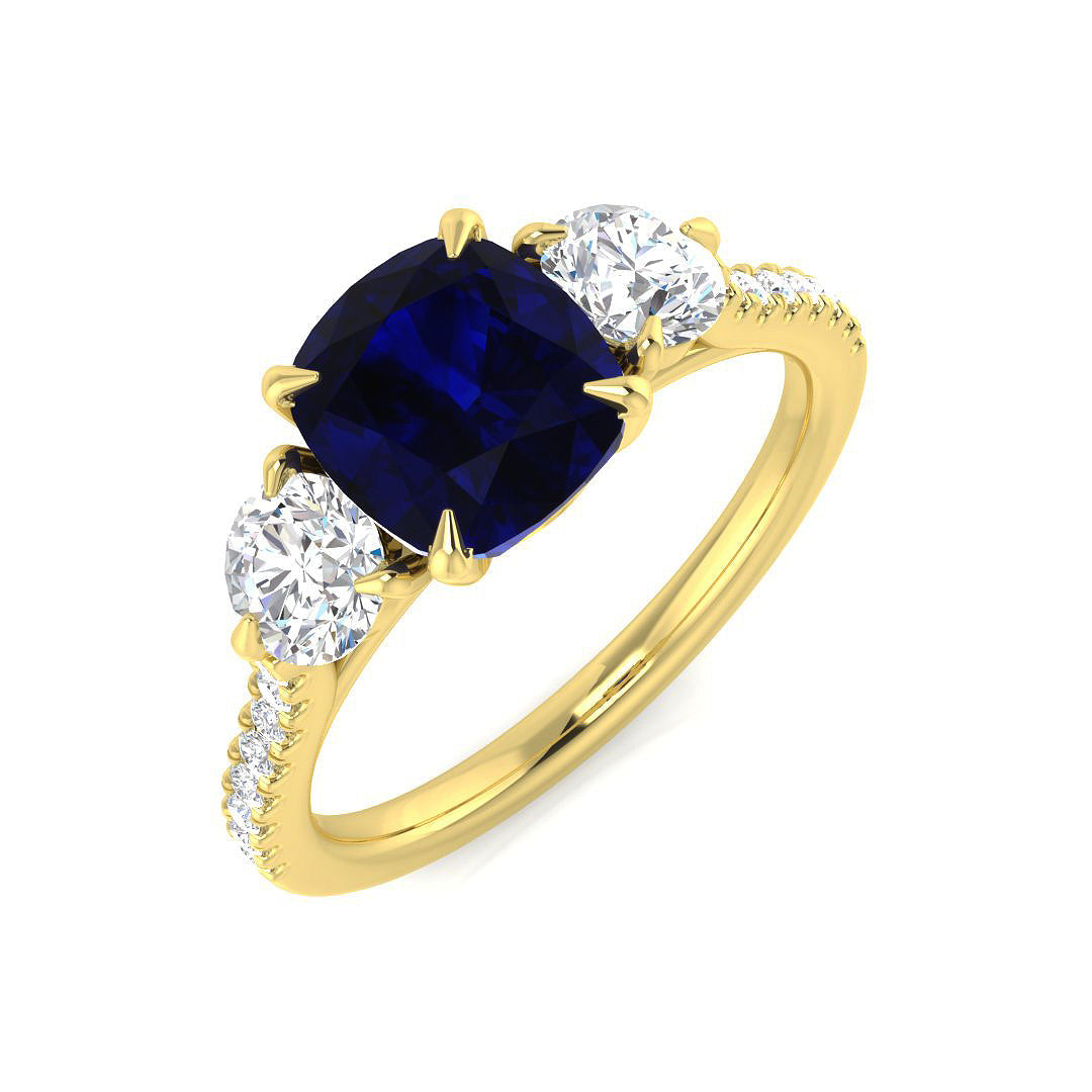 Diamond Warrington Blue Sapphire Ring in 10K/14K gold and platinum with certified lab-grown or natural diamonds