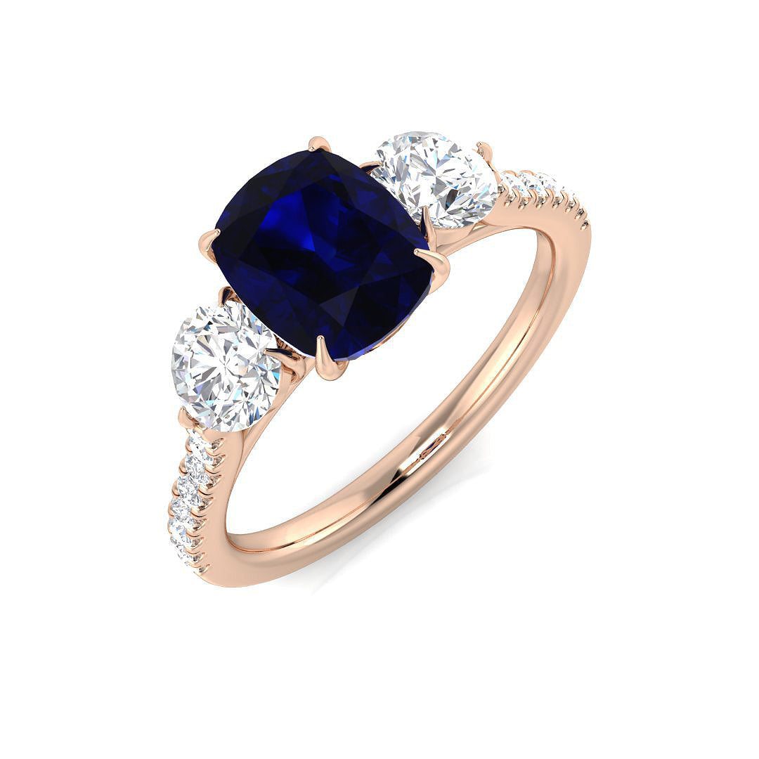 Diamond Cookham Blue Sapphire Ring in 10K/14K gold and platinum with certified lab-grown or natural diamonds