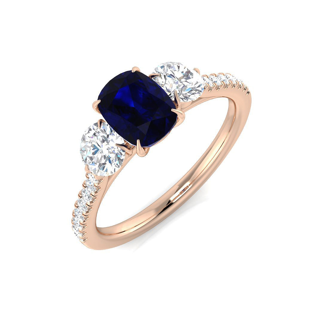 Diamond Warrington Blue Sapphire Ring in 10K/14K gold and platinum with certified lab-grown or natural diamonds
