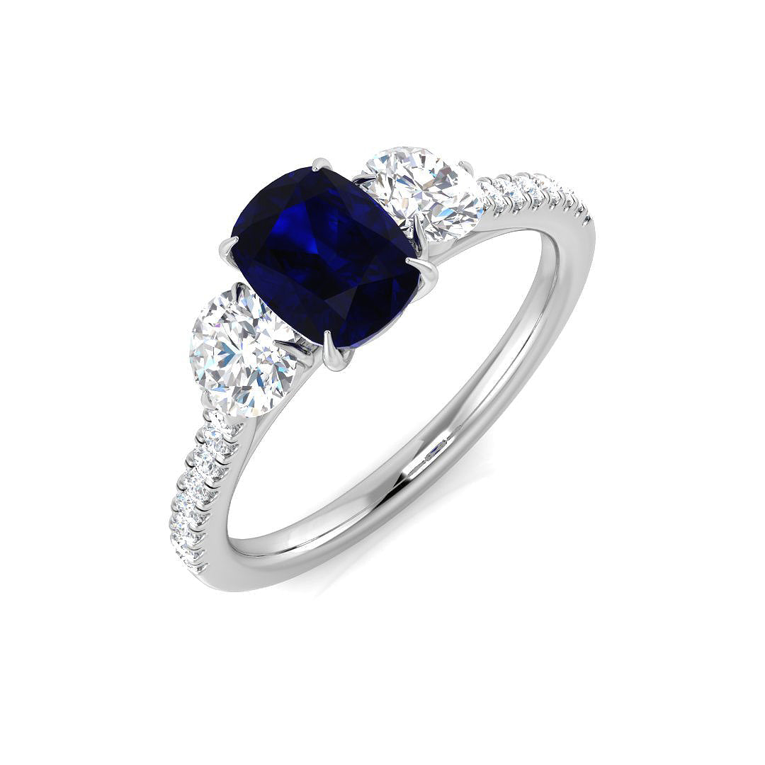 Diamond Warrington Blue Sapphire Ring in 10K/14K gold and platinum with certified lab-grown or natural diamonds