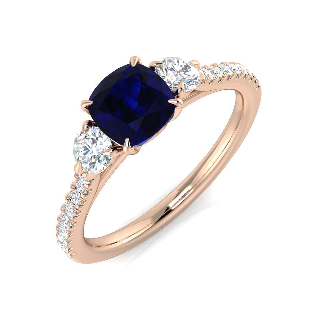 Diamond Warrington Blue Sapphire Ring in 10K/14K gold and platinum with certified lab-grown or natural diamonds