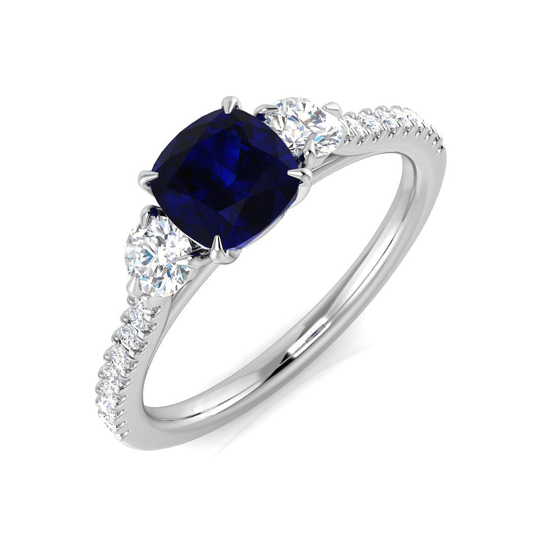 Diamond Warrington Blue Sapphire Ring in 10K/14K gold and platinum with certified lab-grown or natural diamonds