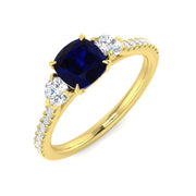 Diamond Warrington Blue Sapphire Ring in 10K/14K gold and platinum with certified lab-grown or natural diamonds