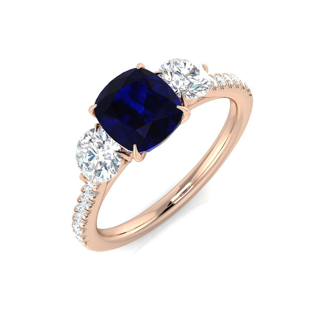 Diamond Cookham Blue Sapphire Ring in 10K/14K gold and platinum with certified lab-grown or natural diamonds