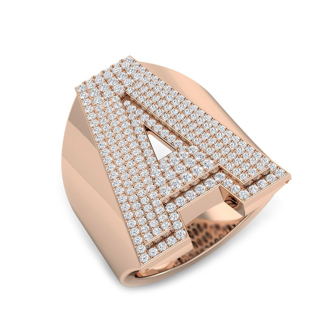 Luxury Diamond A Initial Ring in 10K/14K gold and platinum with certified lab-grown or natural diamonds