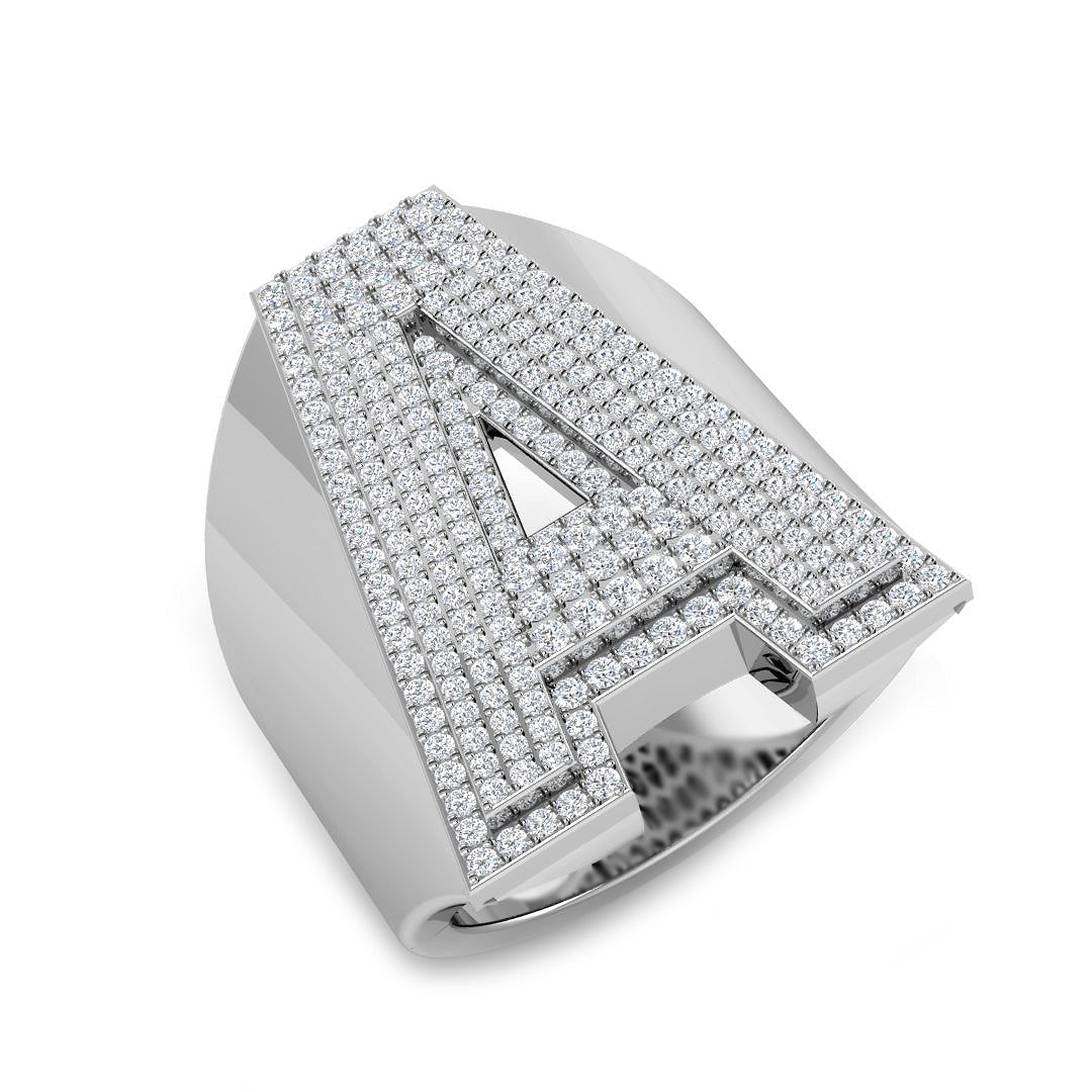 Luxury Diamond A Initial Ring in 10K/14K gold and platinum with certified lab-grown or natural diamonds