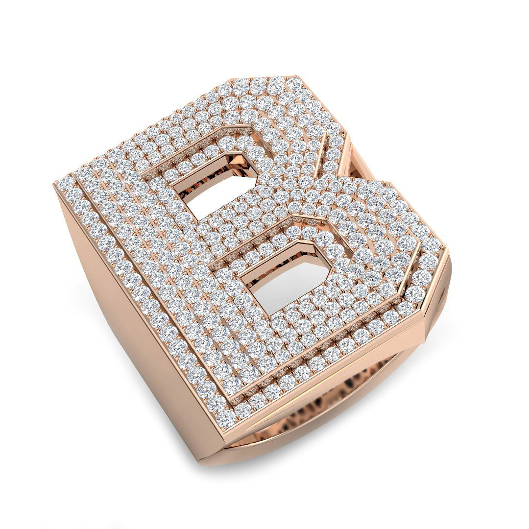 Diamond Initial B Ring in 10K/14K gold and platinum with certified lab-grown or natural diamonds