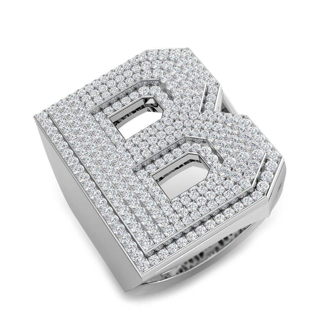 Diamond Initial B Ring in 10K/14K gold and platinum with certified lab-grown or natural diamonds