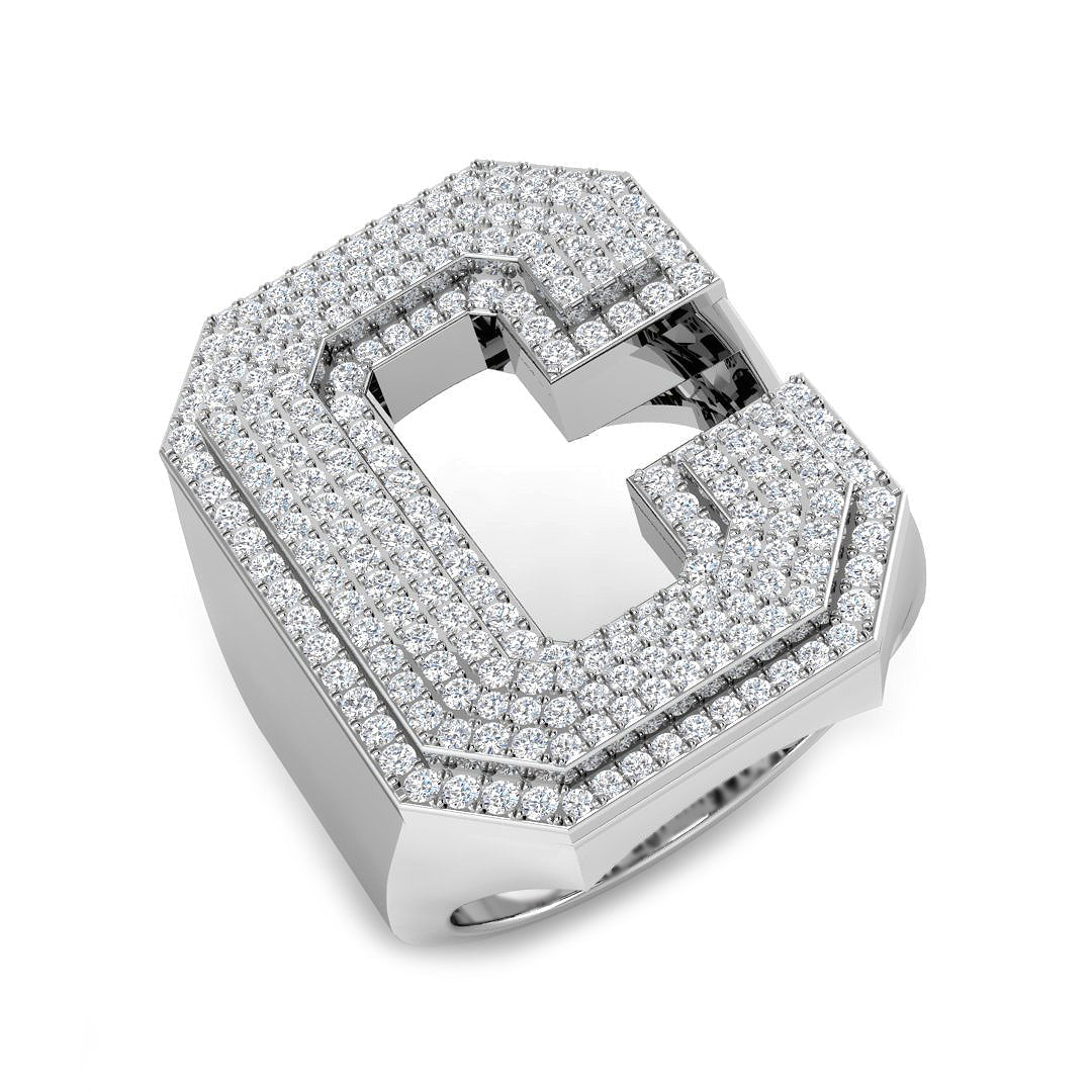 Diamond Initial C Ring in 10K/14K gold and platinum with certified lab-grown or natural diamonds