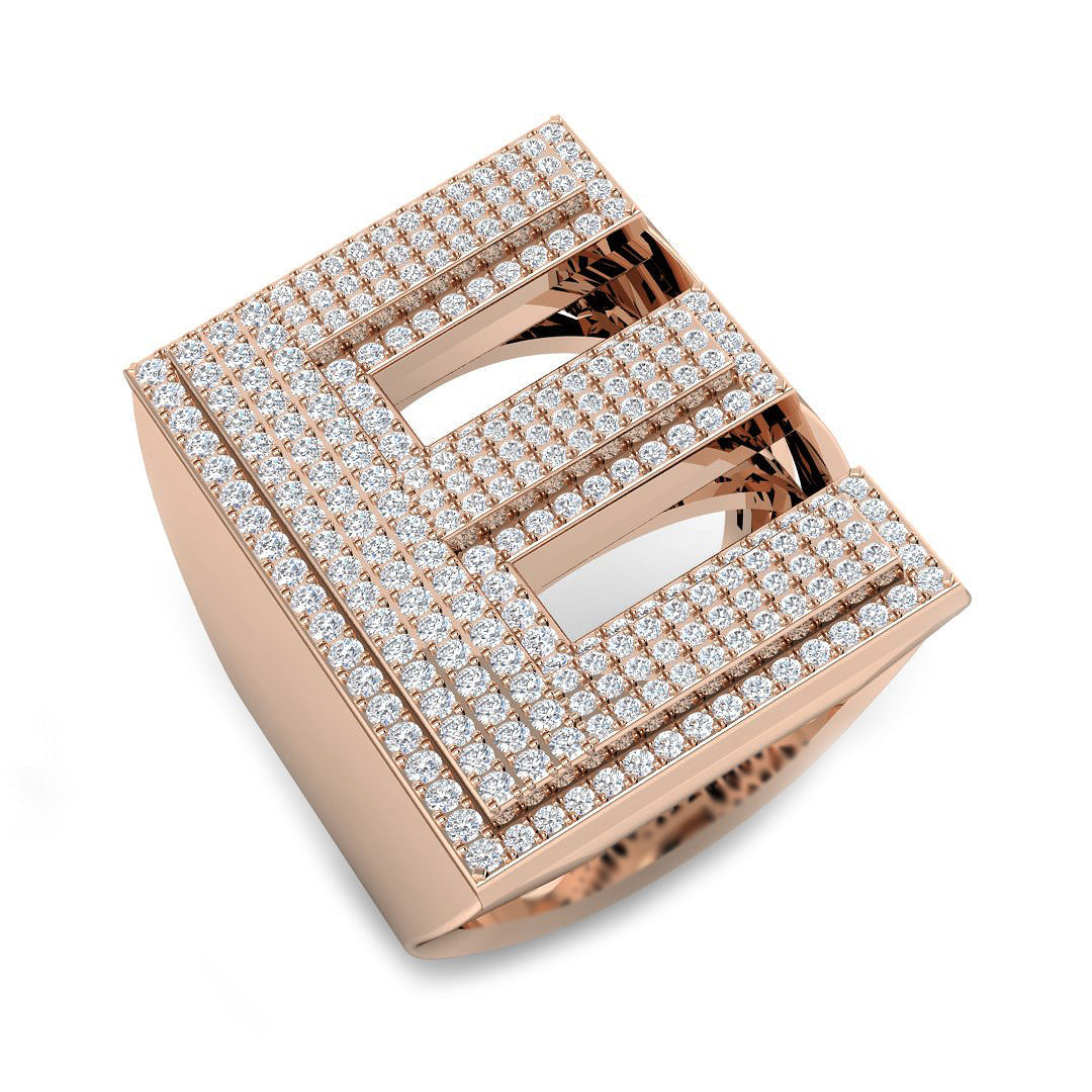Diamond Initial E Ring in 10K/14K gold and platinum with certified lab-grown or natural diamonds