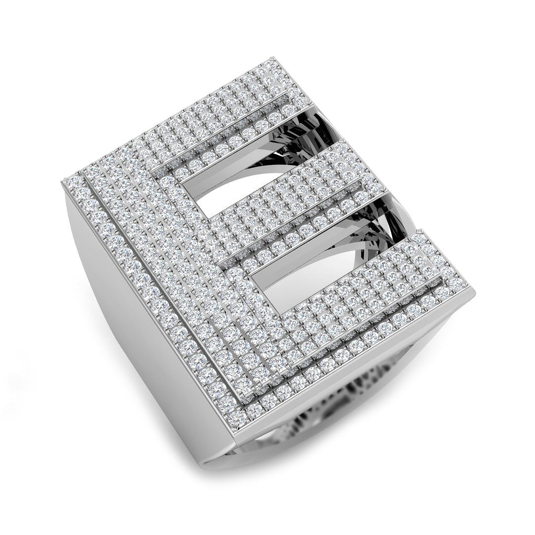 Diamond Initial E Ring in 10K/14K gold and platinum with certified lab-grown or natural diamonds