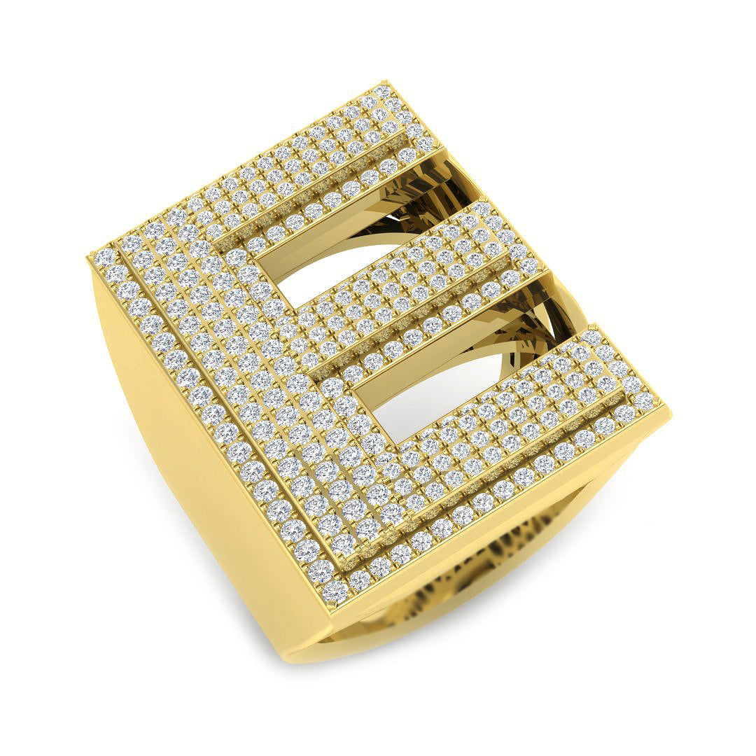 Diamond Initial E Ring in 10K/14K gold and platinum with certified lab-grown or natural diamonds