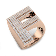 Diamond Initial F Ring in 10K/14K gold and platinum with certified lab-grown or natural diamonds