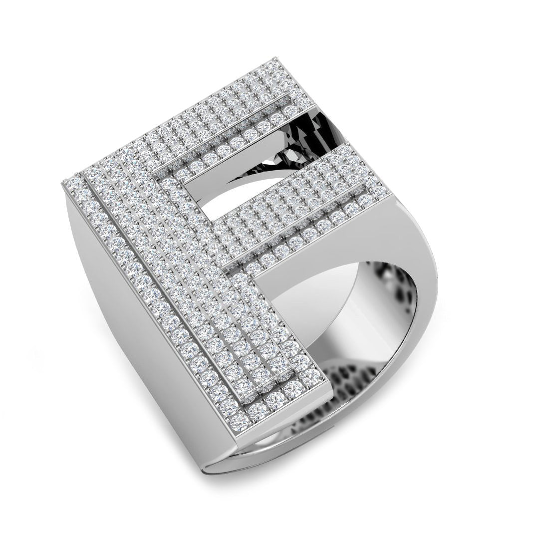Diamond Initial F Ring in 10K/14K gold and platinum with certified lab-grown or natural diamonds