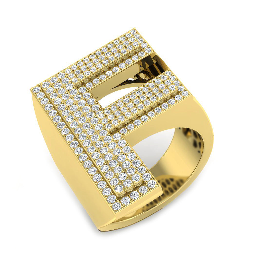 Diamond Initial F Ring in 10K/14K gold and platinum with certified lab-grown or natural diamonds