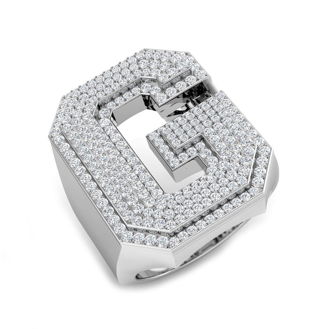 Diamond Initial G Ring in 10K/14K gold and platinum with certified lab-grown or natural diamonds