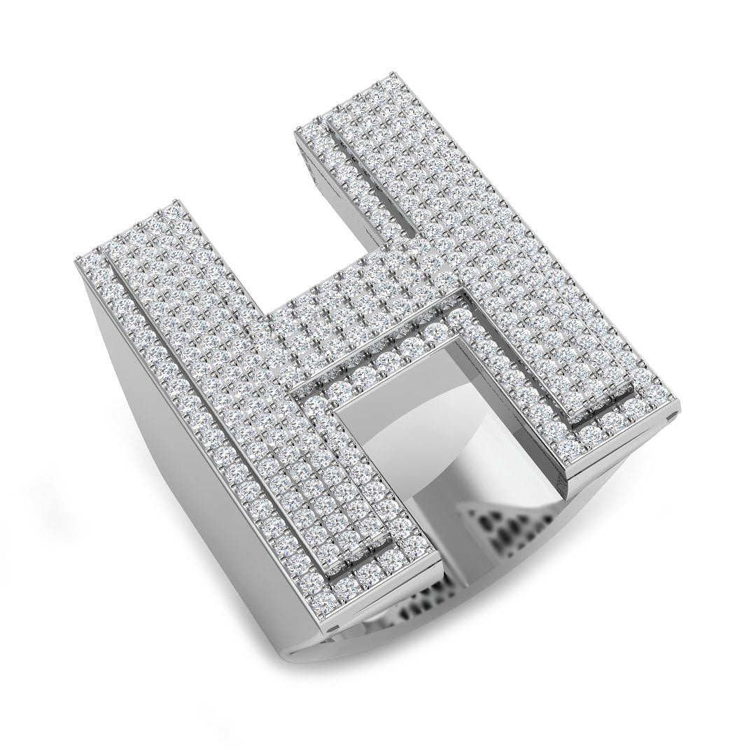 Diamond Initial H Ring 1.25ct in 10K/14K gold and platinum with certified lab-grown or natural diamonds