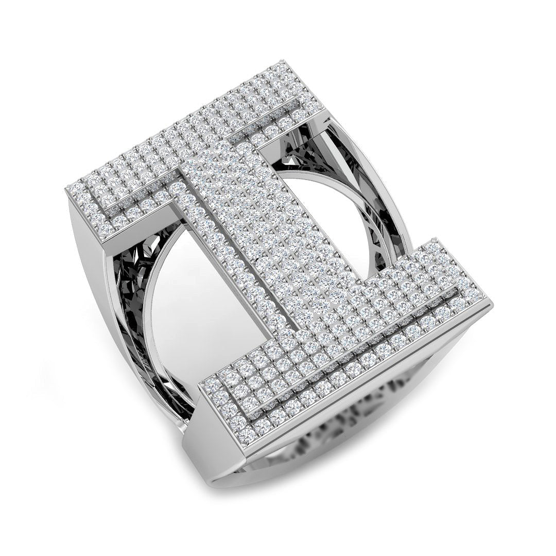 Diamond I Initial Ring in 10K/14K gold and platinum with certified lab-grown or natural diamonds