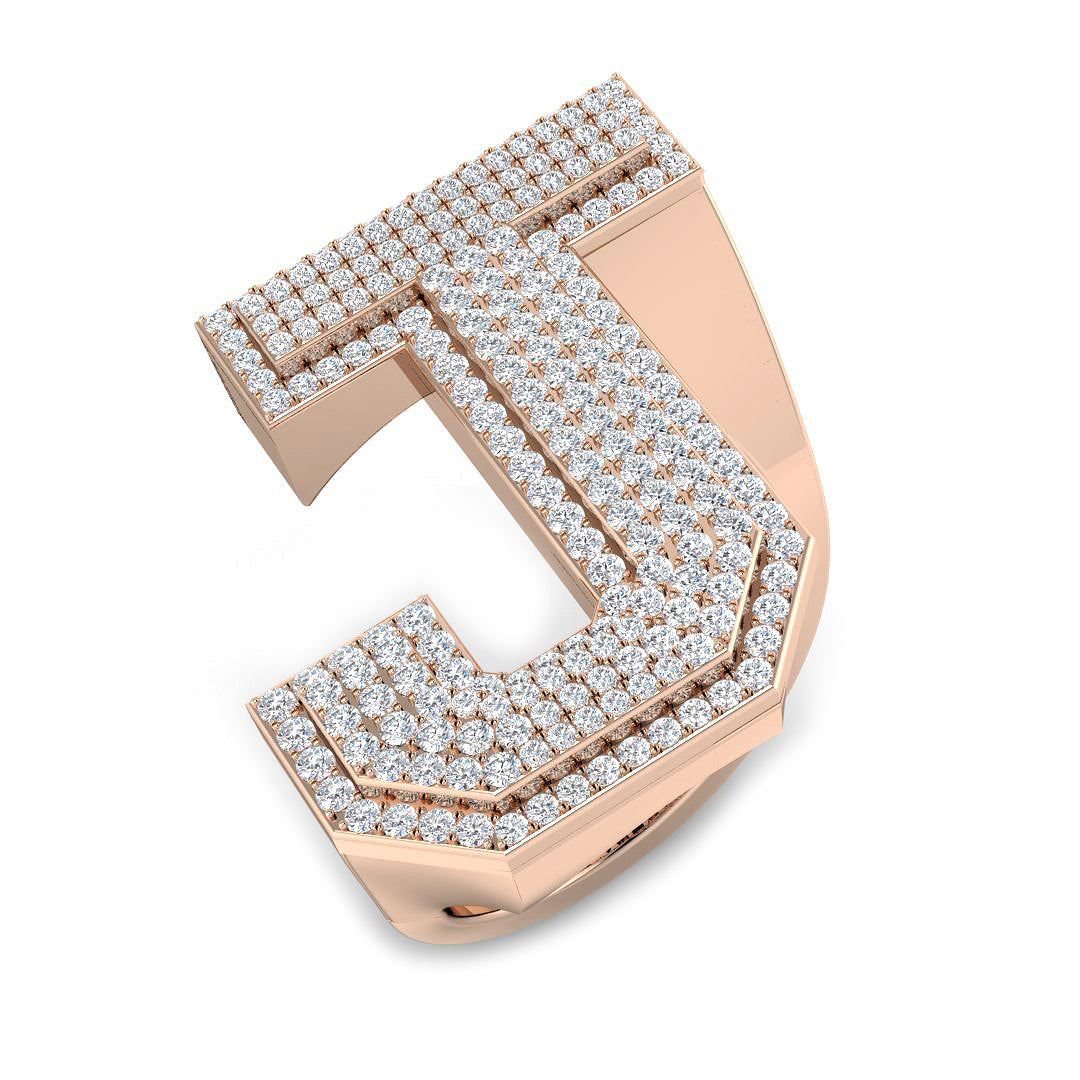 Premium Diamond J Initial Ring in 10K/14K gold and platinum with certified lab-grown or natural diamonds