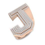 Premium Diamond J Initial Ring in 10K/14K gold and platinum with certified lab-grown or natural diamonds