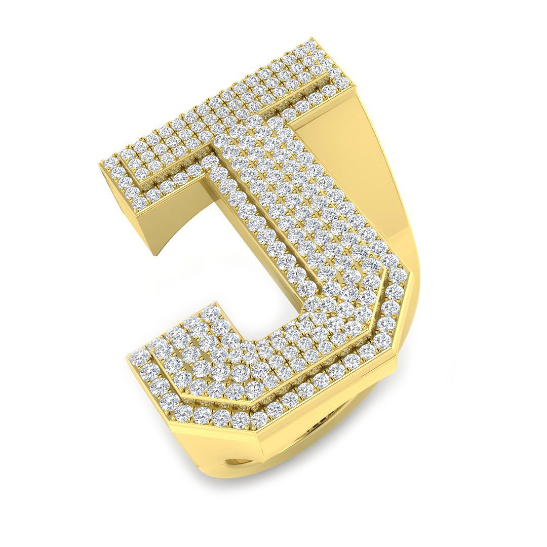 Premium Diamond J Initial Ring in 10K/14K gold and platinum with certified lab-grown or natural diamonds