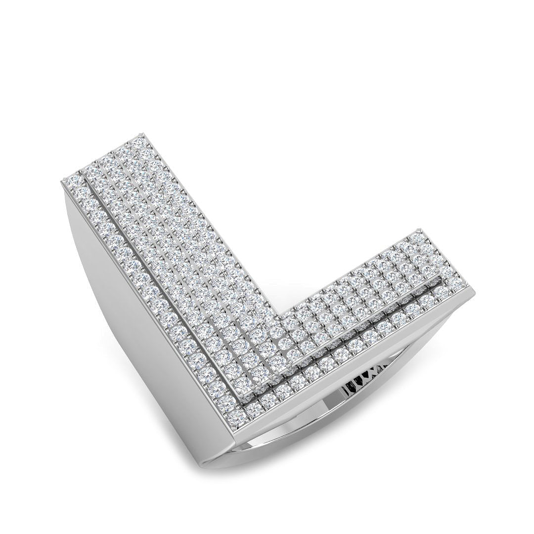 Diamond L Initial Ring in 10K/14K gold and platinum with certified lab-grown or natural diamonds