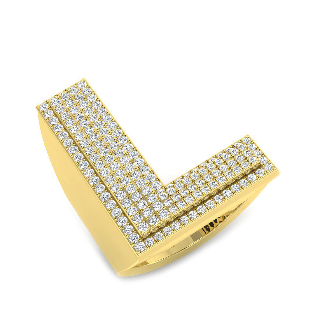 Diamond L Initial Ring in 10K/14K gold and platinum with certified lab-grown or natural diamonds