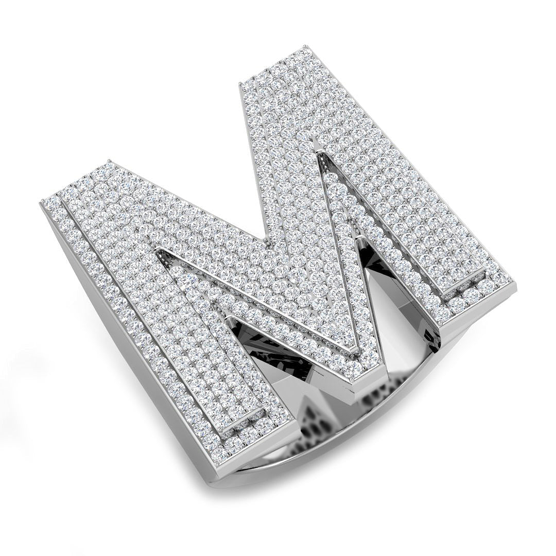 Diamond M Initial Ring in 10K/14K gold and platinum with certified lab-grown or natural diamonds