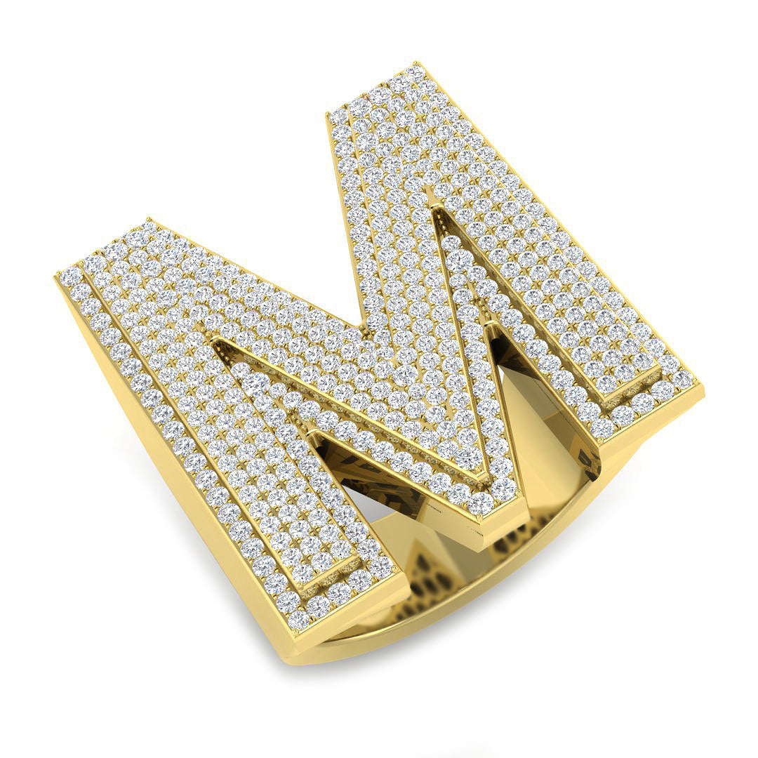 Diamond M Initial Ring in 10K/14K gold and platinum with certified lab-grown or natural diamonds