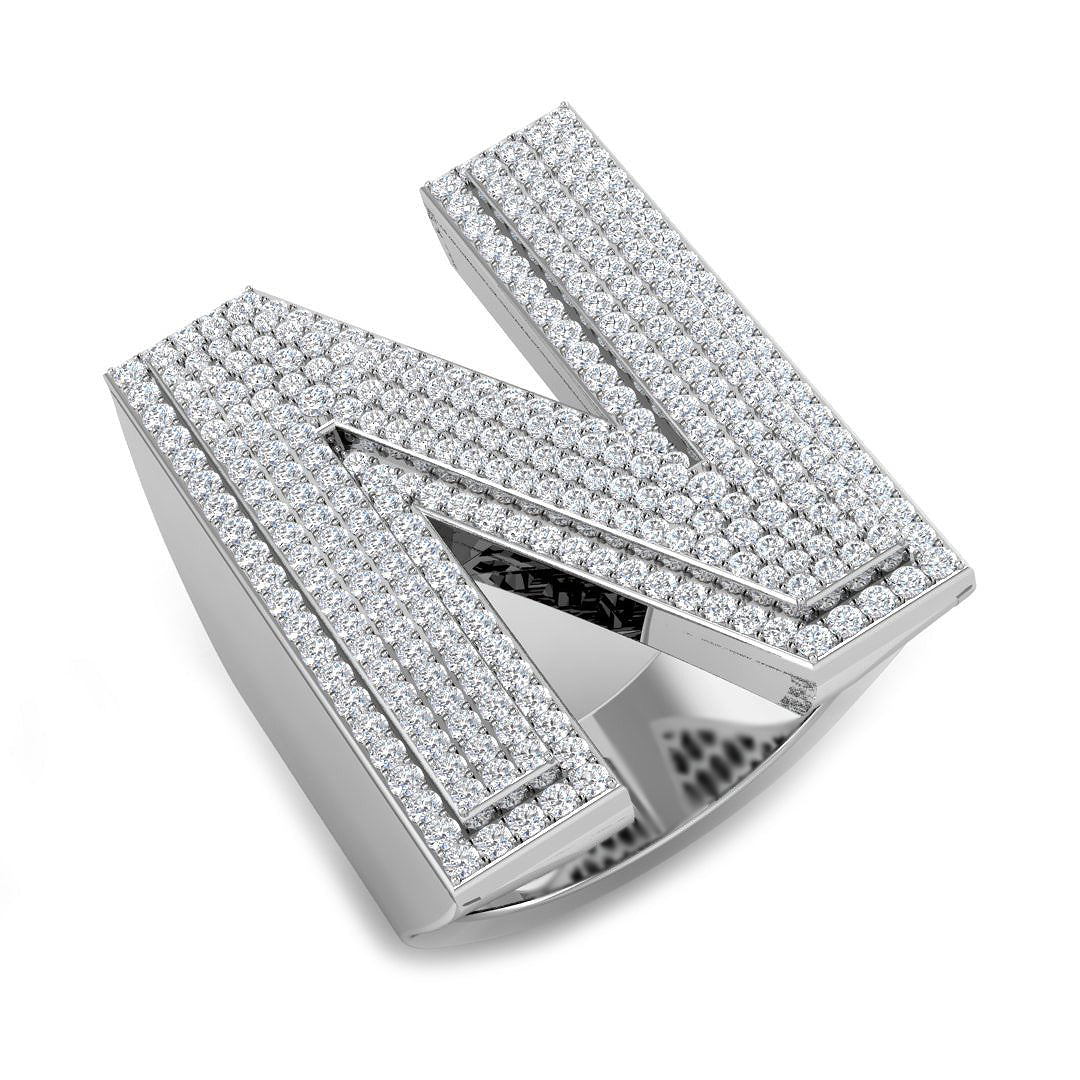 Exclusive Diamond N Initial Ring in 10K/14K gold and platinum with certified lab-grown or natural diamonds