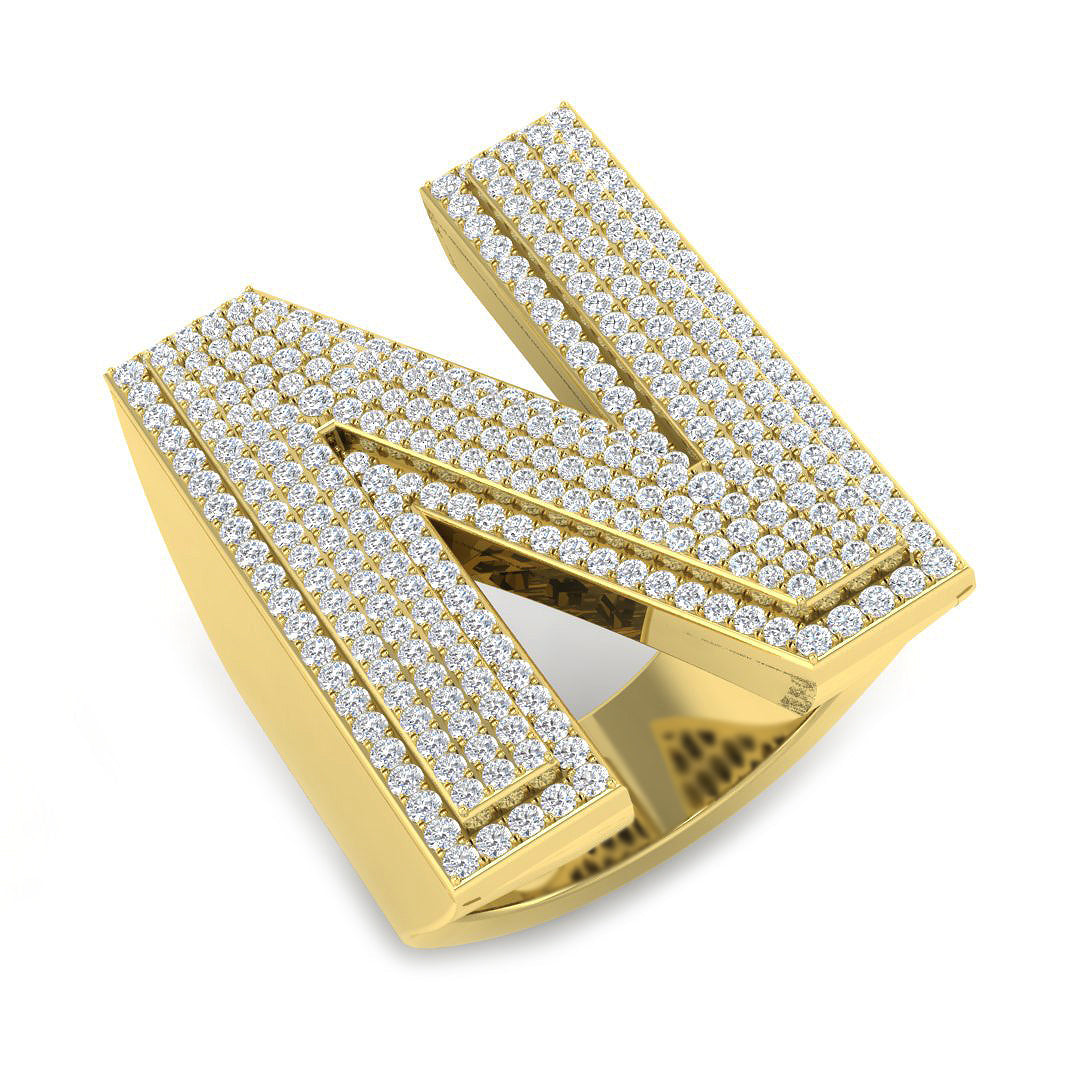 Exclusive Diamond N Initial Ring in 10K/14K gold and platinum with certified lab-grown or natural diamonds